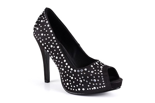 Schwarze strass peeptoes - schwarze,